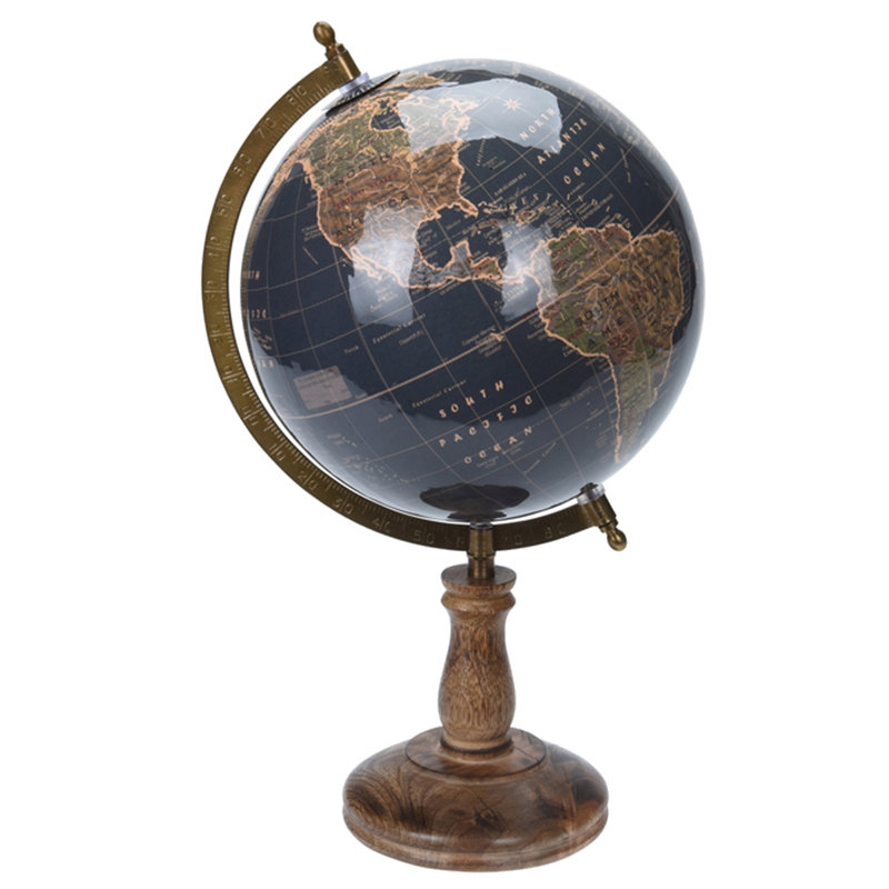 Wood Tabletop Globe, 37cm H x 20cm W x 20cm D