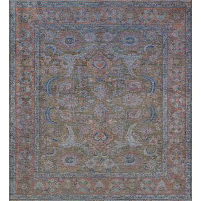Melody One-of-a-Kind Rectangle 8'11" x 9'10" 2010s Rectangle Wool Area Rug in Beige and Orange