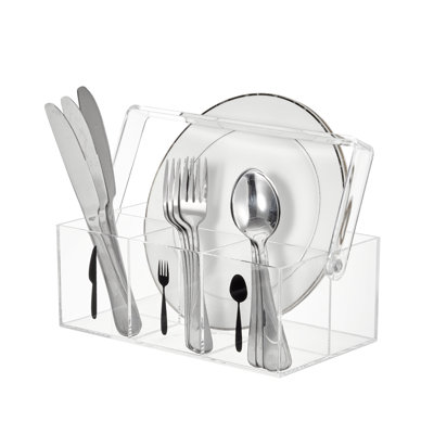 Acrylic Utensil Caddy with Handle for Kitchen Organization