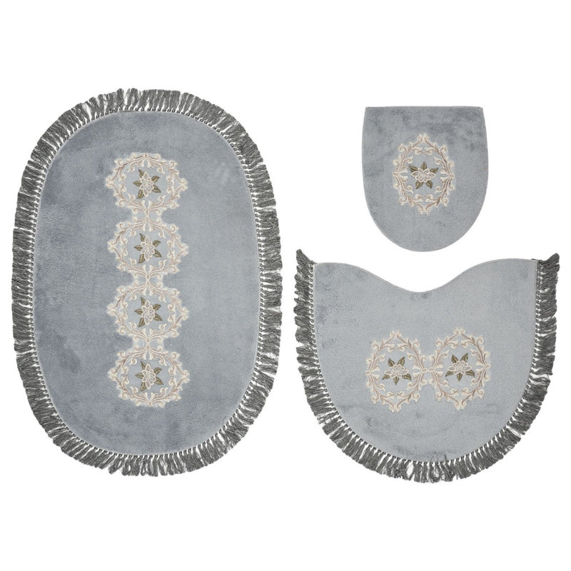 Ensemble de tapis de bain Tabatiere, Gris / blanc