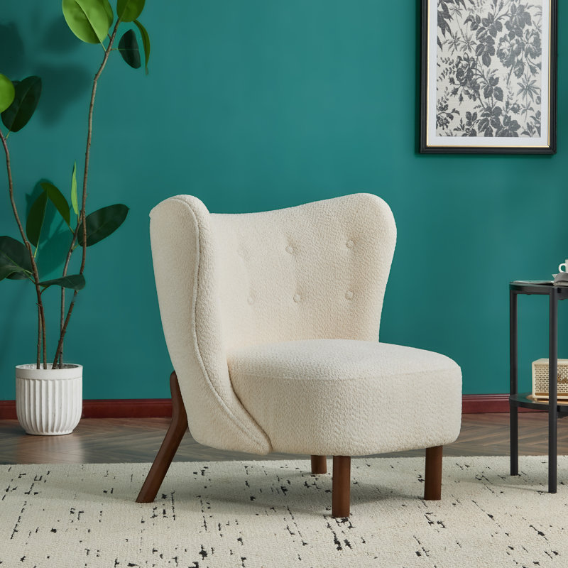 Fauteuil d'appoint rembourré Vezina, Boucle blanc cassé
