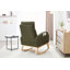 Fauteuil à bascule Teddy en tissu avec repose-pieds réglable, appuie-tête épais, dossier haut et poche de rangement, base en bois massif, vert-1294247118