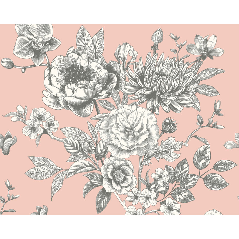 2.4m x 3m Smooth Wallpaper Roll, Pink/Grey