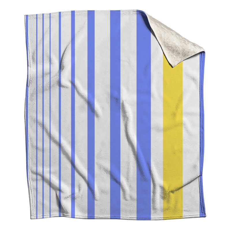 Couvertures à rayures bleues et jaunes, L 60 po x H 80 po
