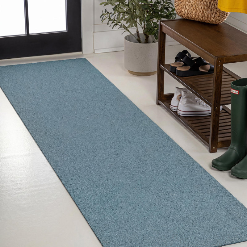 Kalonni Classic Casual Commerical Natural Coir Indoor/Outdoor Mat, 36" W x 72" L, Coastal Blue