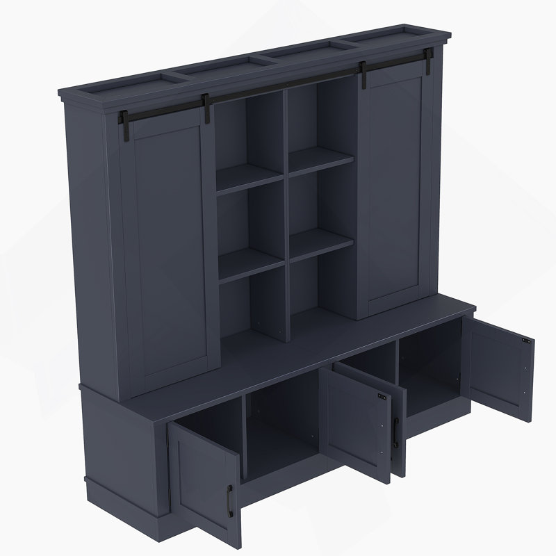 Armoire de rangement avec porte coulissante pour salon et bureau, Bleu