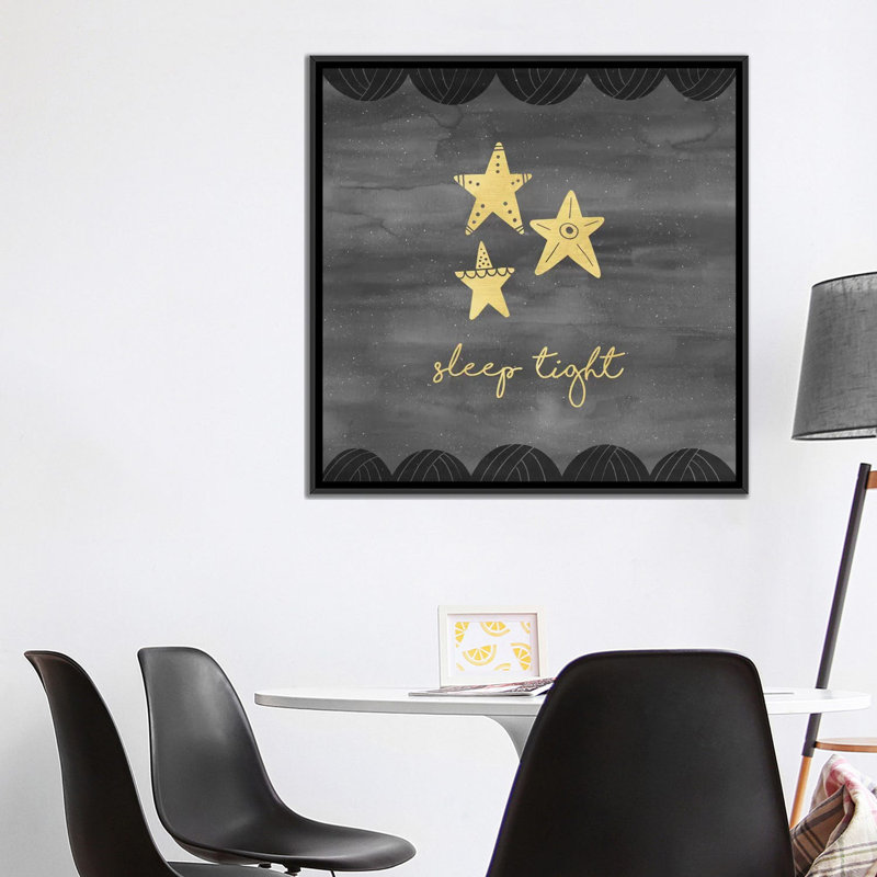 «Good Night Sleep Tight II», reproduction sur toile, H 18 po x l 18 po x P 1,5 po, Toile avec cadre noir, Pas de tapis