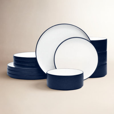 Noritake Colortex Stone 12-piece Dinnerware Set, Service For 4 In Navy