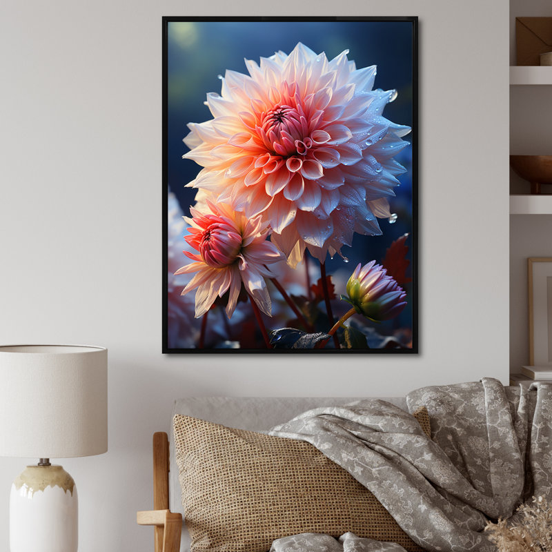 «Kosma Pink Dahlia Romantic Impression II», reproduction sur toile, H 20 po x l 12 po x P 1 po, Cadre flottant noir