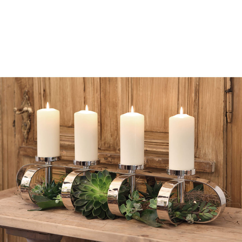 Gorden Metal Candelabra, 18cm H x 85cm W x 27cm D