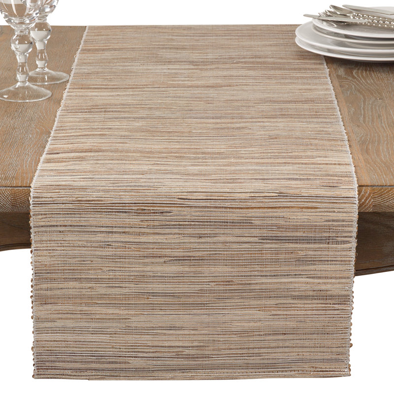 Bevis Shimmering Woven Nubby Natural Table Runner, Natural, 54" x 14"