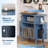 35" Round Record Player Stand Turntable Stand Table with Charging Station and Sliding Doors-129892397