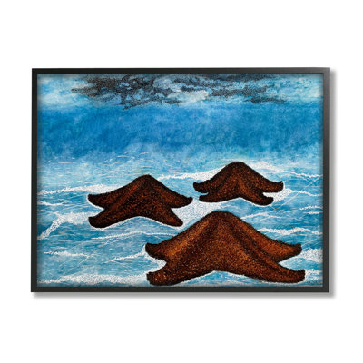 Aquatic Starfish Floating Water Surface Waves Spla Picture Frame Print on MDF