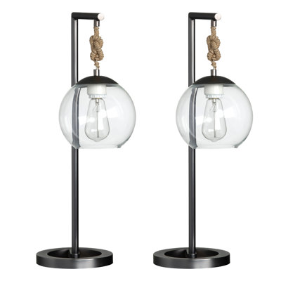 26.5" Metal Table Lamp With Clear Shade