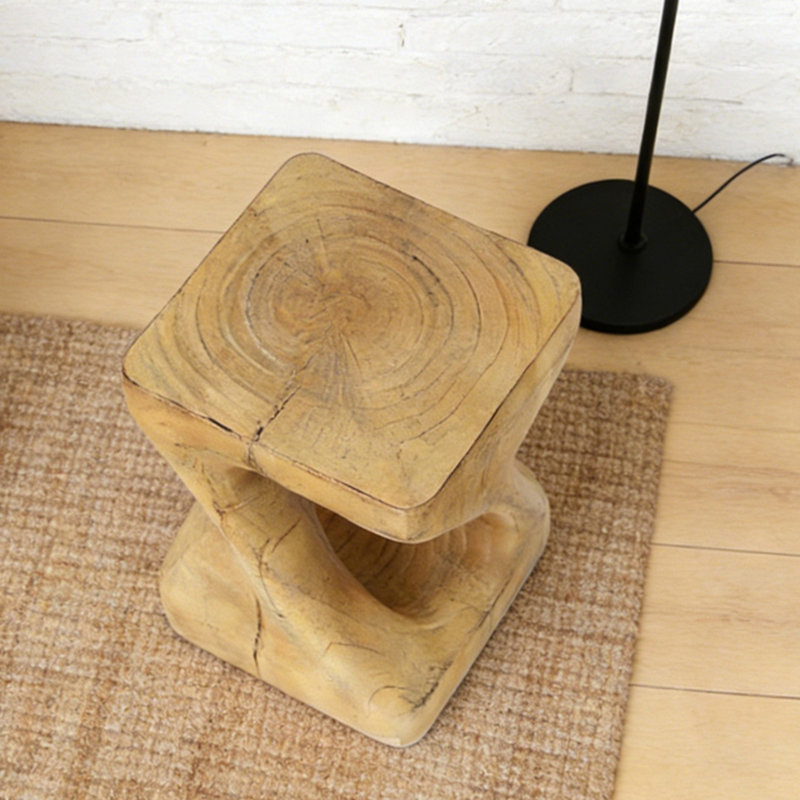 Table d'appoint à texture de bois, Naturel
