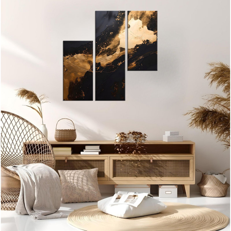 Stunning 3-Piece Decorative Canvas Painting Set, 100% Wooden Frame, 7.9 x 15.7 inches (2 Pieces) & 7.9 x 23.6 inches (1 Piece) | 50% Cotton / 50% Polyester, Vibrant Digital Printing | Perfect for Home Décor & Art Lovers