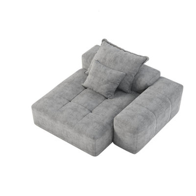 56.7" Upholstered Sparkling Chenille Cushion Sofa with Pillows