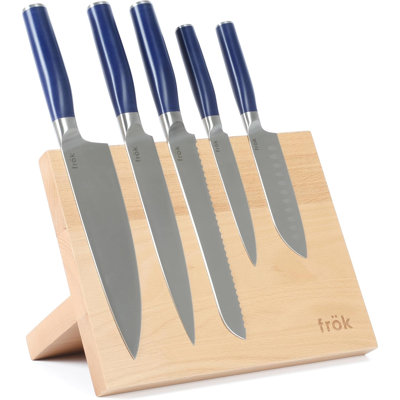 frok 6 Piece Cutlery Set with Magnetic Wood Stand in Blue