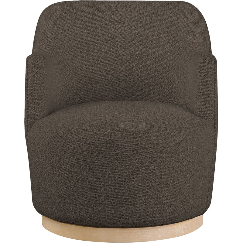 Fauteuil pivotant rembourré Ixareli, Tissu brun bouclé