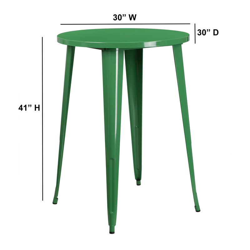 Table ronde de bar de qualité commerciale pour l'intérieur et l'extérieur, Vert, L 30 po x l 30 po