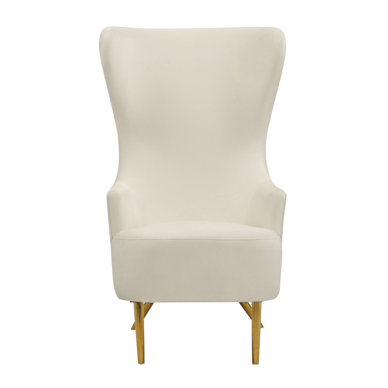 Velvet Wingback Chair, Beige