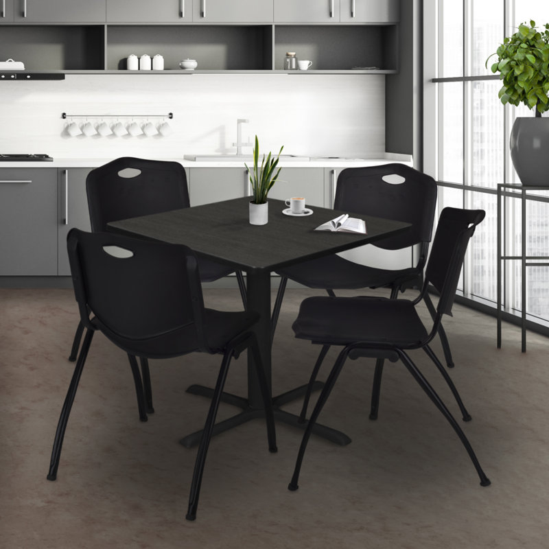 Table de salle à manger Regency Cain, H 29 po x L 30 po x P 30 po, Gris cendré / noir, Gris cendré