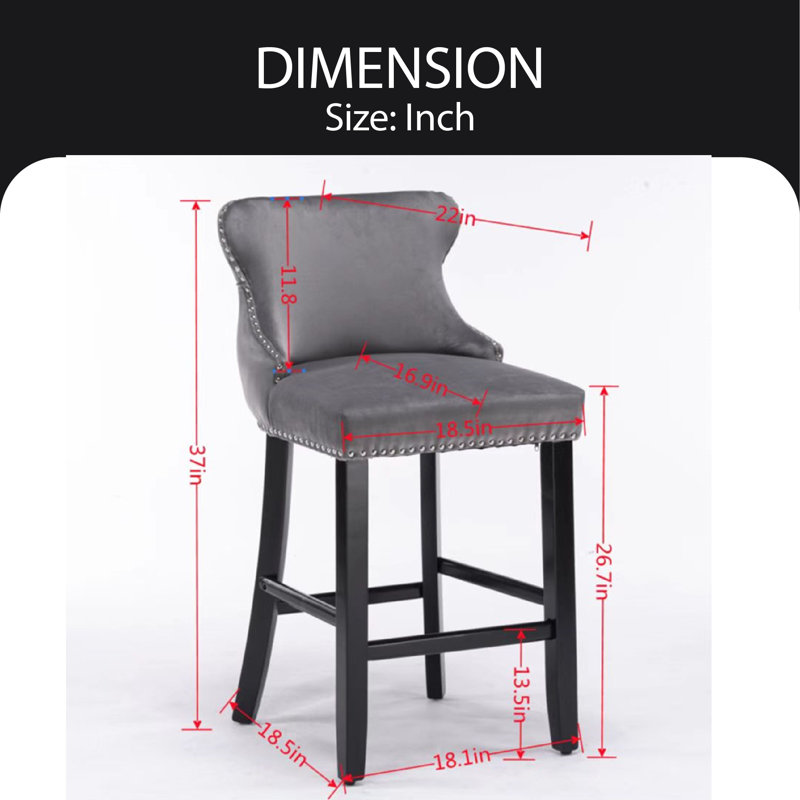Jeena Upholstered Counter Stool, Black