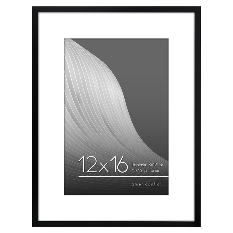 Cadre photo avec bordure fine et passe-partout - Verre incassable pour suspendre et poser une table, Acajou, 5 po x 7 po