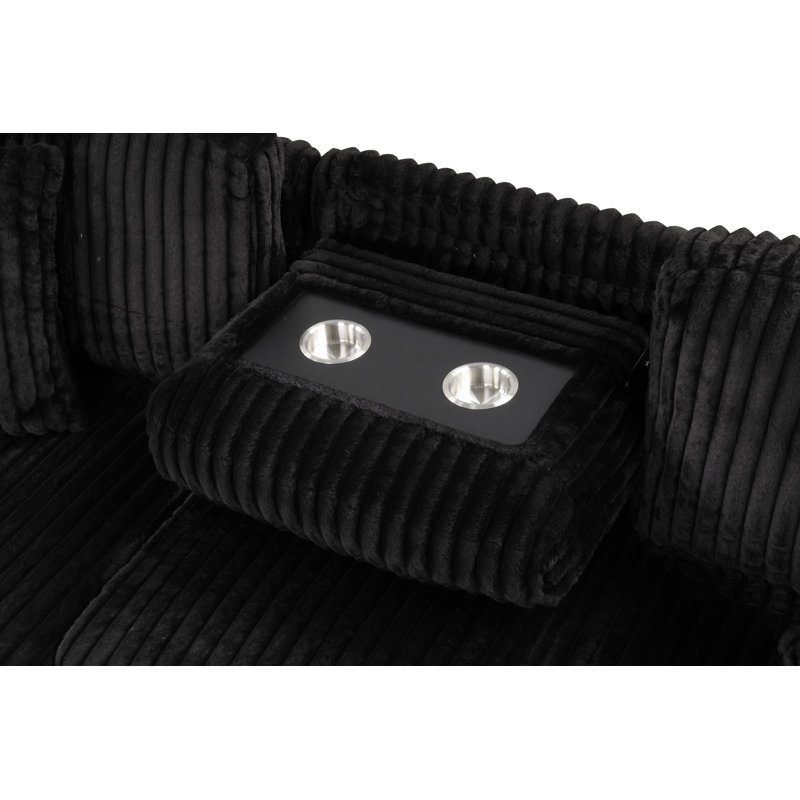 93'' Velvet Sofa, Velours noir