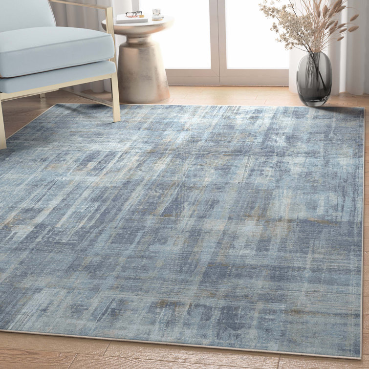 Tapis bleu tissé à plat Nuzzo Toronto