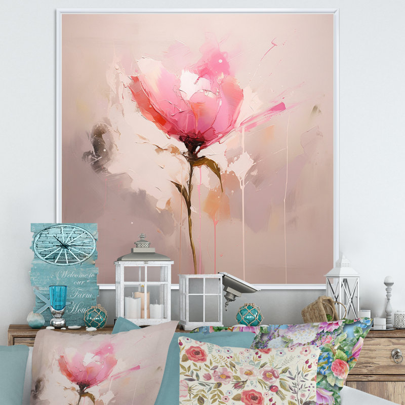 «Coral Elegance» - impression, H 30 po x l 30 po x P 1 po, Cadre flottant blanc