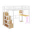 Lit mezzanine en métal de style industriel avec rangement intégré pour garde-robe et éclairage DEL-1195732142