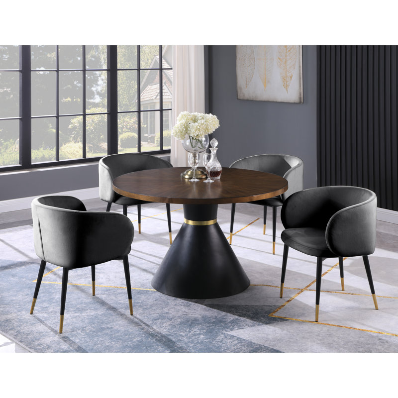 Joelan 5 Pieces Industrial Round Dining Set, Gray