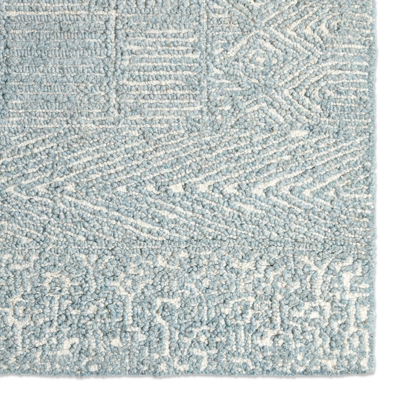 Geometric Area Rug in Blue/Cream, Rectangle 12' x 15'
