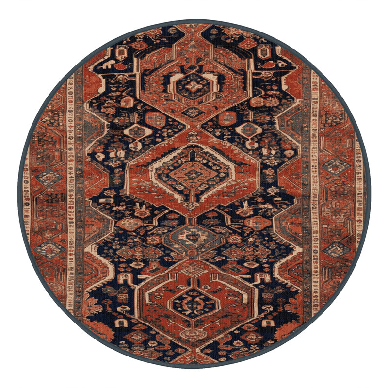 Machine Washable Persian Brown Area Rug, Round 5'