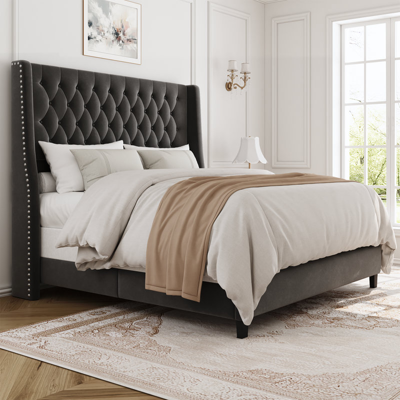 Full Size black Diamond Bed Frame, Black, Full