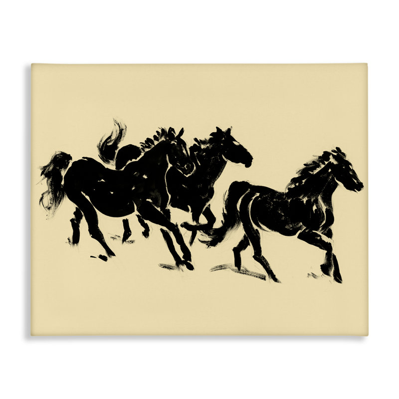 Chevaux en mouvement, toile de Victoria Barnes, H 16 po x l 20 po