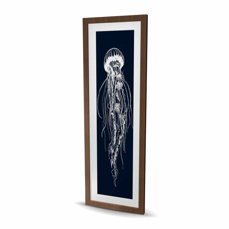 Illustration de méduse blanche - reproduction encadrée mate pour la décoration