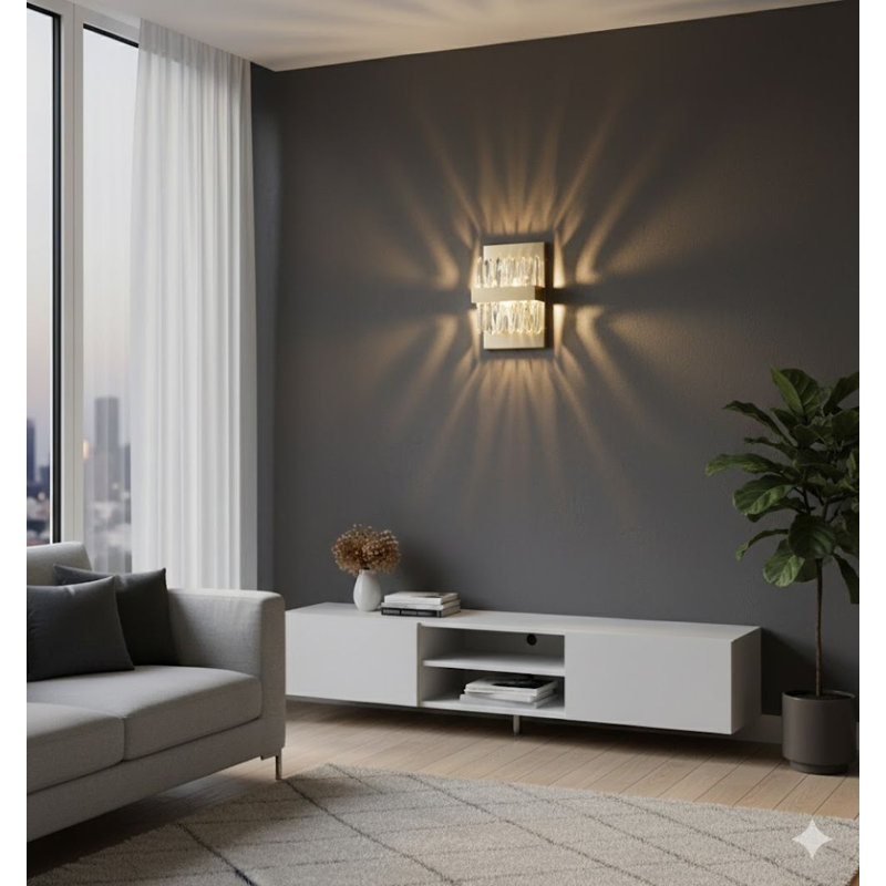 LED Wall Sconce With Crystal Accents, Gold