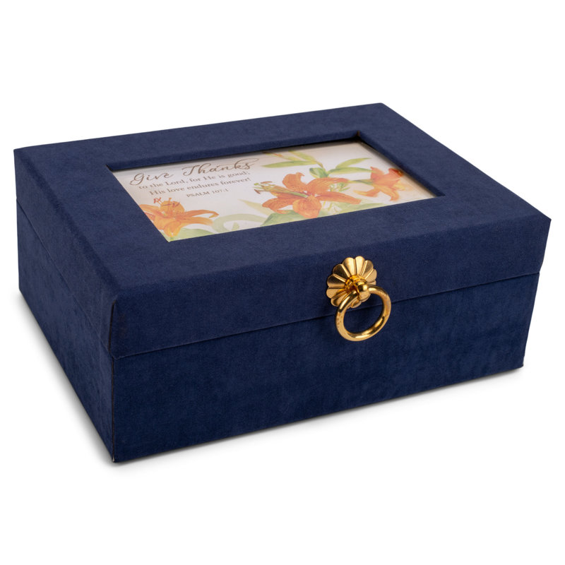 Stationery Set Suede Navy Floral Thanks