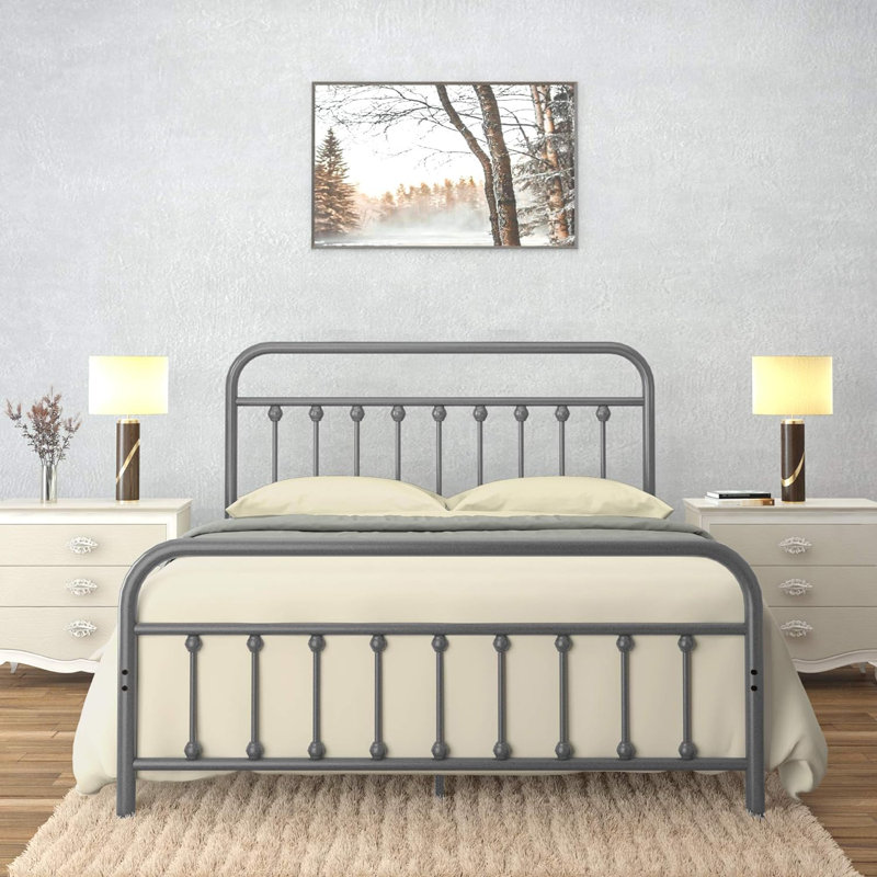 Lit plateforme Ernestin, Argent gris, Double