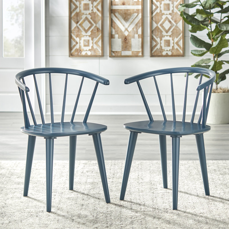 Demi-Lee 18'' H Solid Wood Side Chair, Midnight Blue
