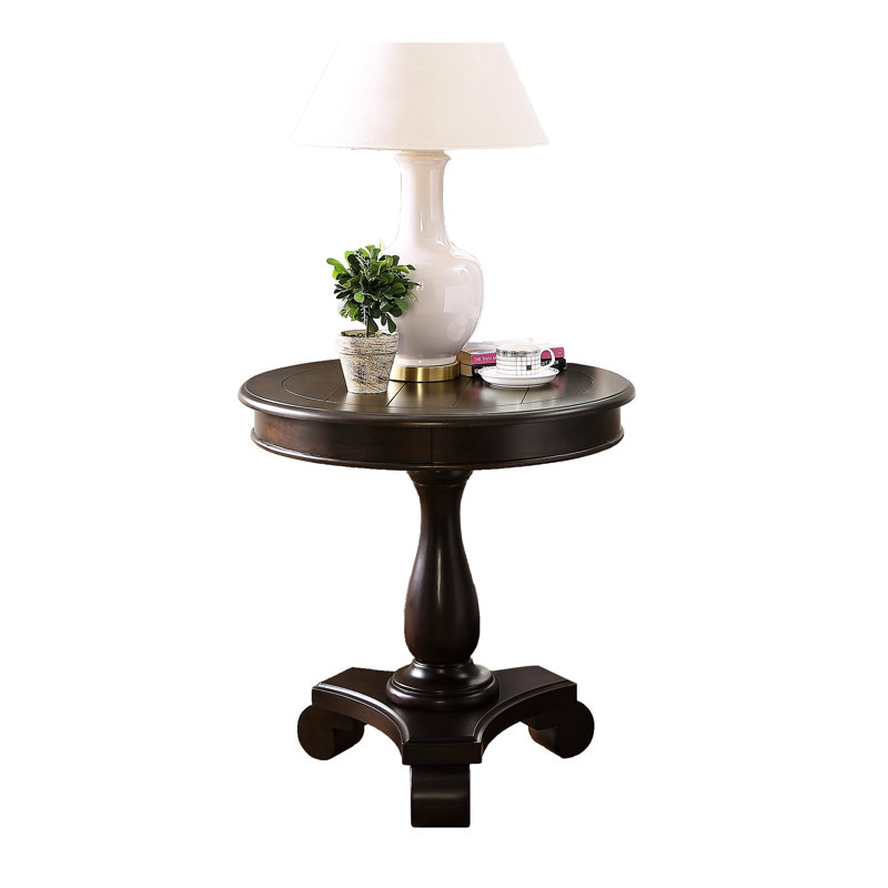 Table ronde - 26 po x 26 po, piédestal en bois, piédestal, élégant, Espresso