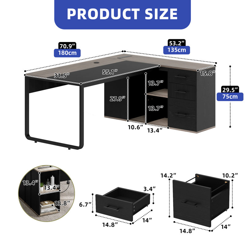 L-Shaped Computer desk with Storage