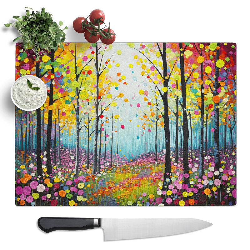 Spring Forest Pop Art  Glass Chopping Board