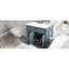 Meuble-lavabo autoportant bleu de 36 po, lavabo encastré en bois massif et en céramique, une armoire, deux tiroirs, poignées en métal, mélange de revêtement antitache, noir rétro lisse facile à entretenir