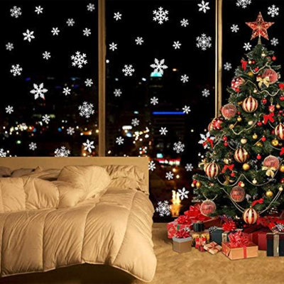 240 pièces décorations de fenêtre de Noël scintillantes paillettes de neige autocollants de fenêtre pour décorations de Noël décorations de fenêtre décorations de Noël fournitures de fête de l'Action de grâce