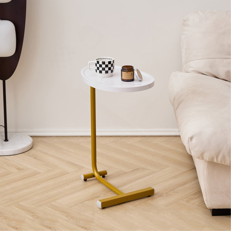 Table d'appoint blanche en forme de C, petite table de bout en C mince pour le bureau du salon de la chambre à coucher