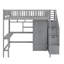 Lit mezzanine double avec bibliothèque, tiroirs, bureau et garde-robe-269832029