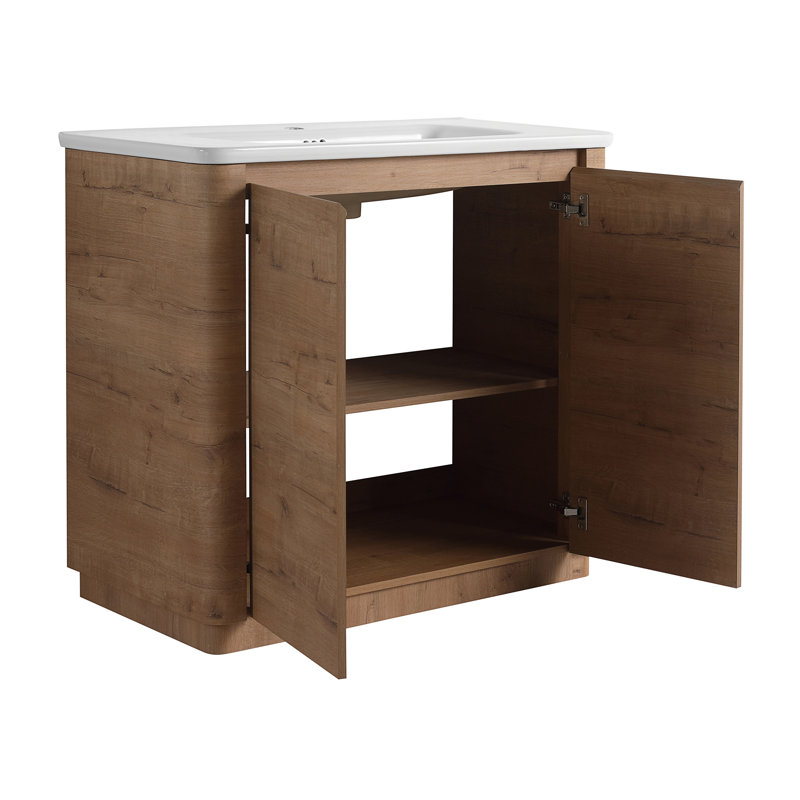 36'' Freestanding Bathroom Vanity With White Ceramic Sink & 2-Soft-Close Door, 36"
